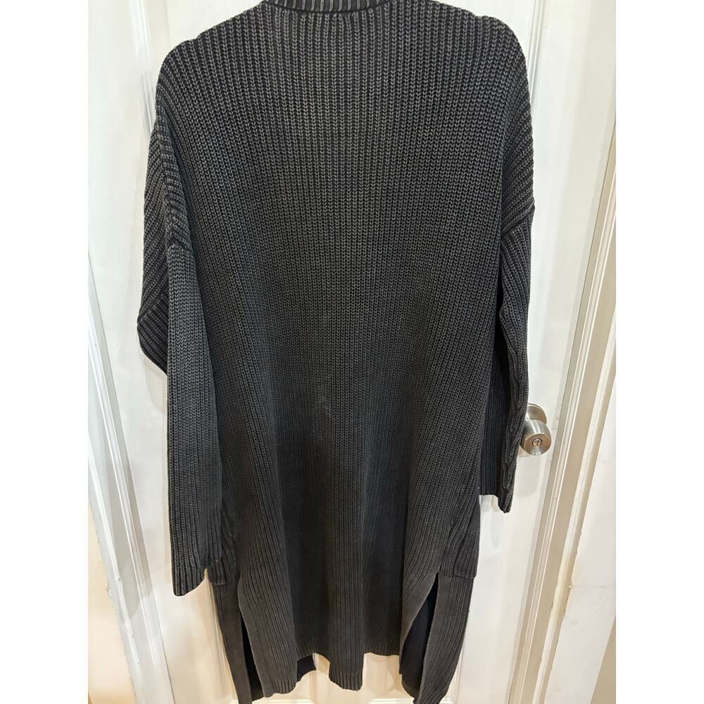 Oddi Very Oversized Long Knit Charcoal Cardigan Size M/L Gray Open Front Pocket - Picture 3 of 6